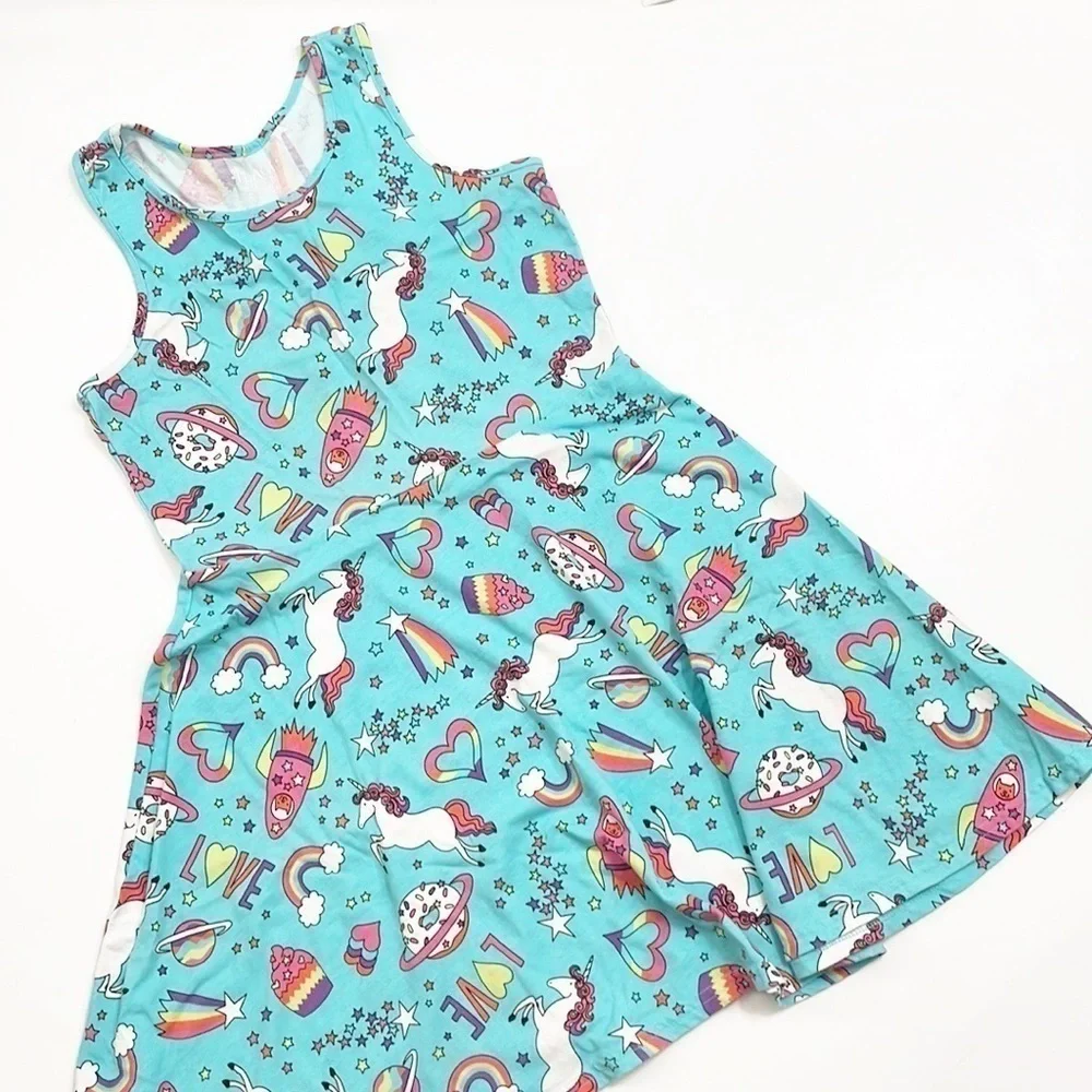The Children's Place girls unicorn/rainbow print dress